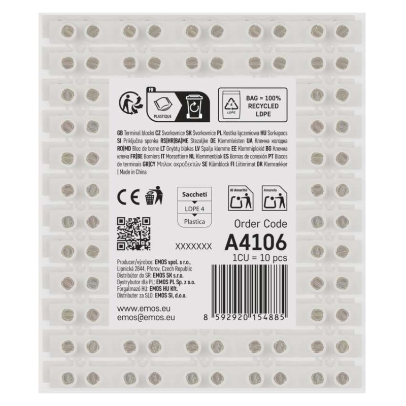 Klemmleiste 4–6mm2, weiss, 10 Stk
