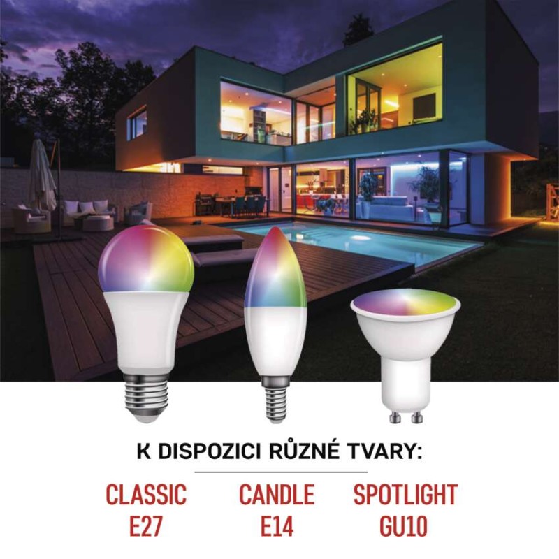 Chytrá LED žárovka GoSmart svíčka / E14 / 4,8 W (40 W) / 470lm / RGB / stmívatelná / WiFi