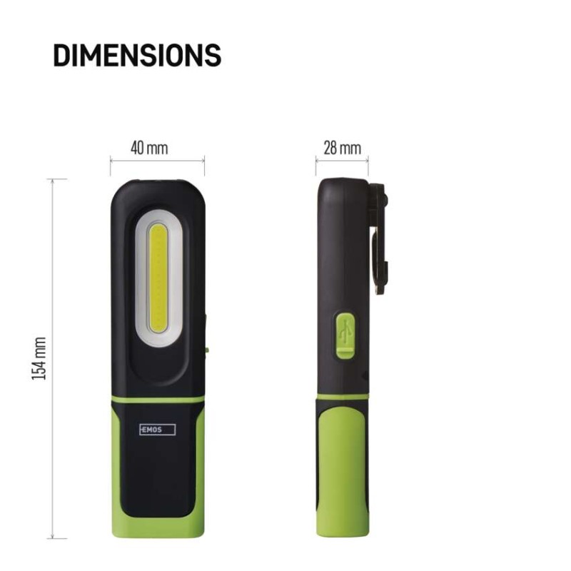 COB LED + SMD LED įkraunamas darbo žibintas P4537, 330 lm, 1200 mAh