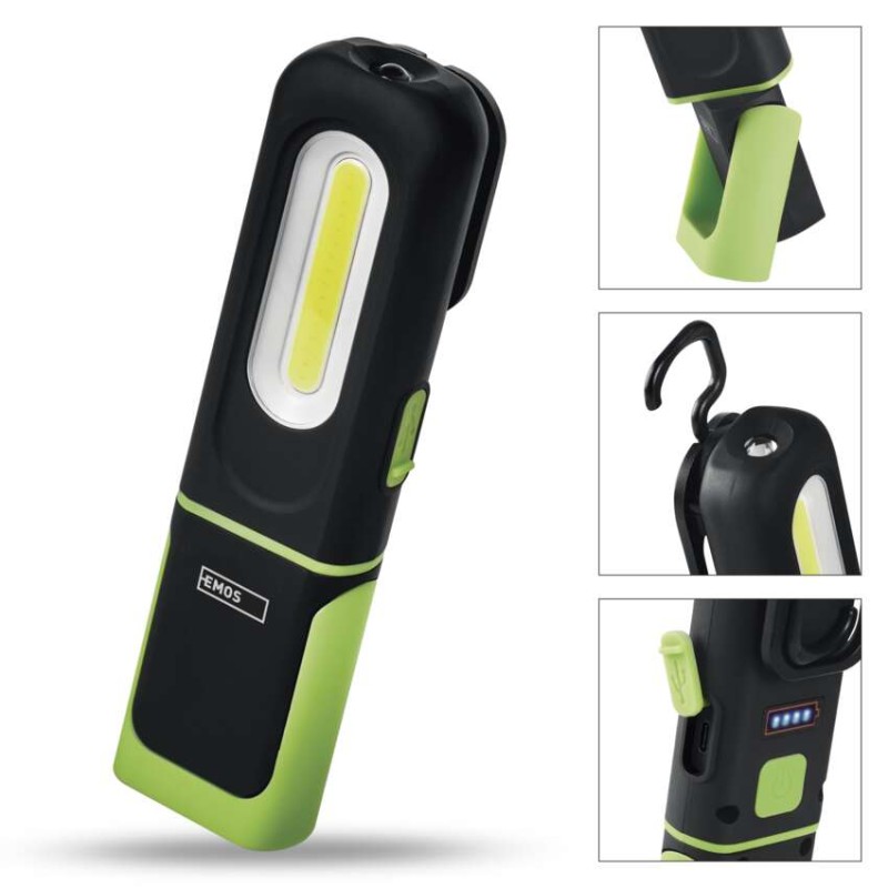 COB LED + SMD LED įkraunamas darbo žibintas P4537, 330 lm, 1200 mAh