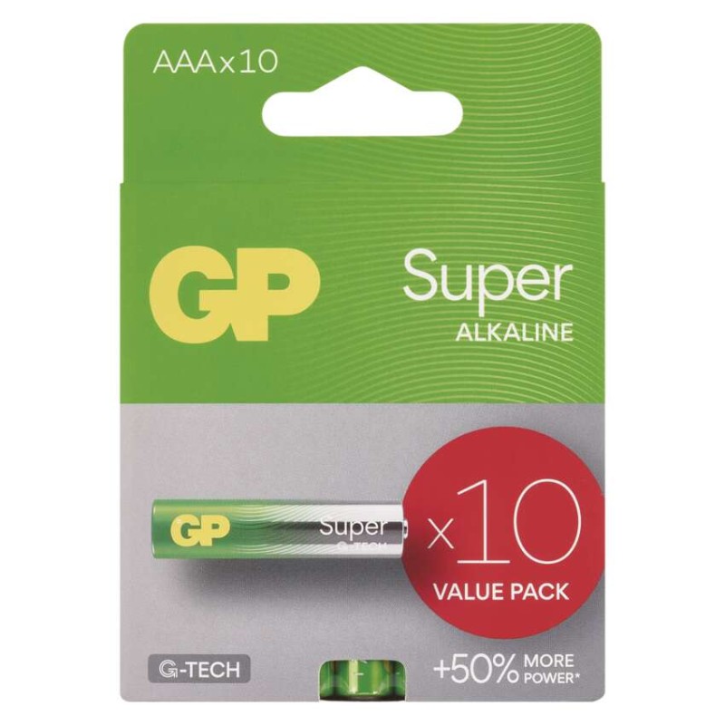 Alkalická batéria GP Super LR03 (AAA), 10 ks