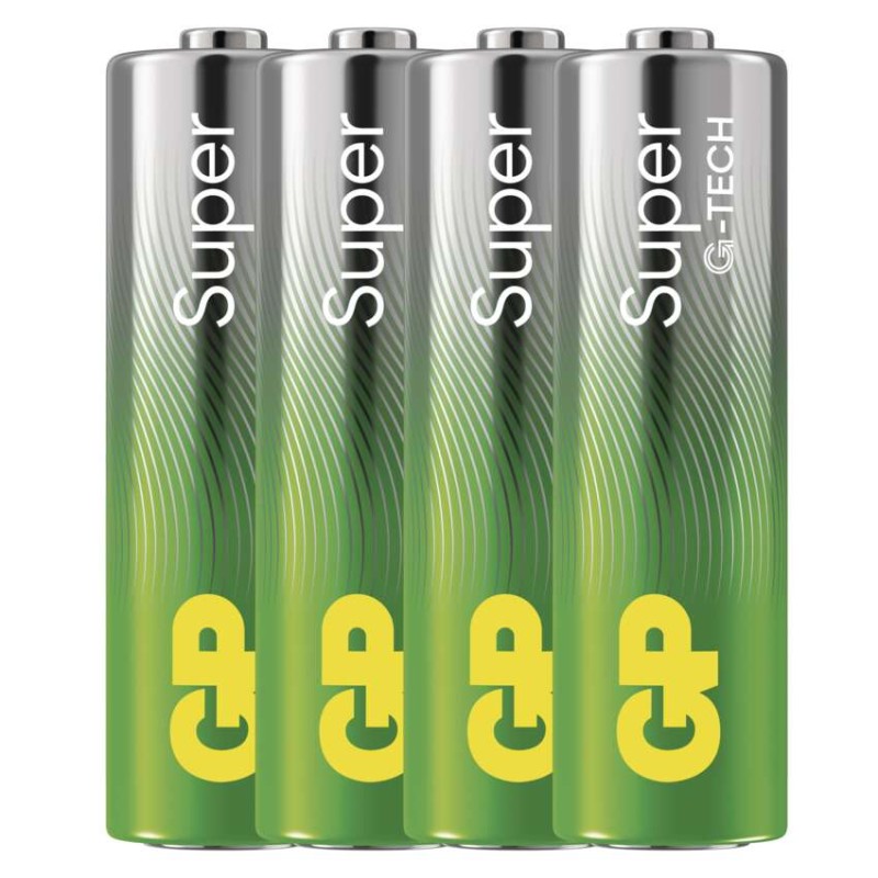 Alkalická baterie GP Super AA (LR6), 4 ks