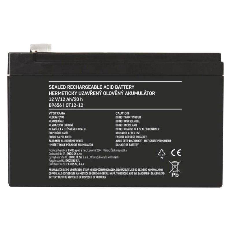 Wartungsfreier Blei-Akku 12 V/12 Ah, faston 6,3 mm