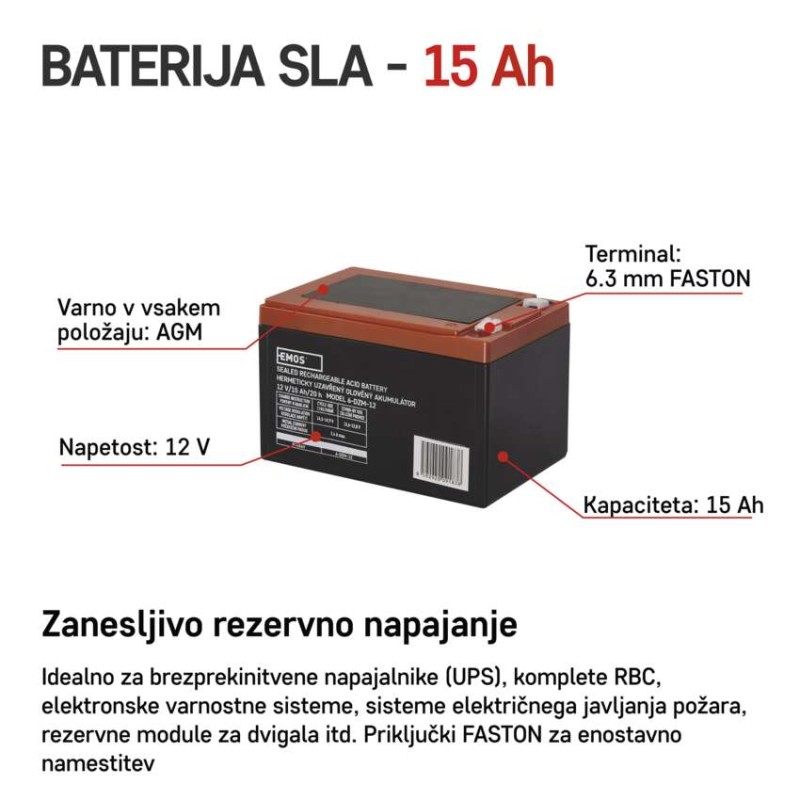 Svinčeni akumulator SLA 12 V/15 AH