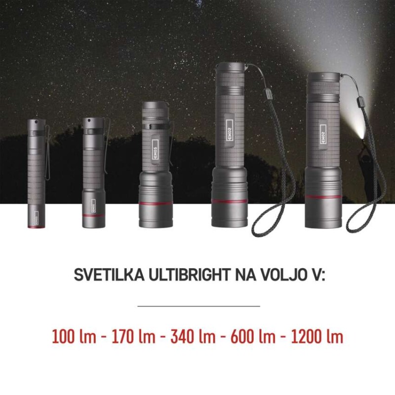 CREE LED svetilka kovinska Ultibright 60, 170lm, 1xAA