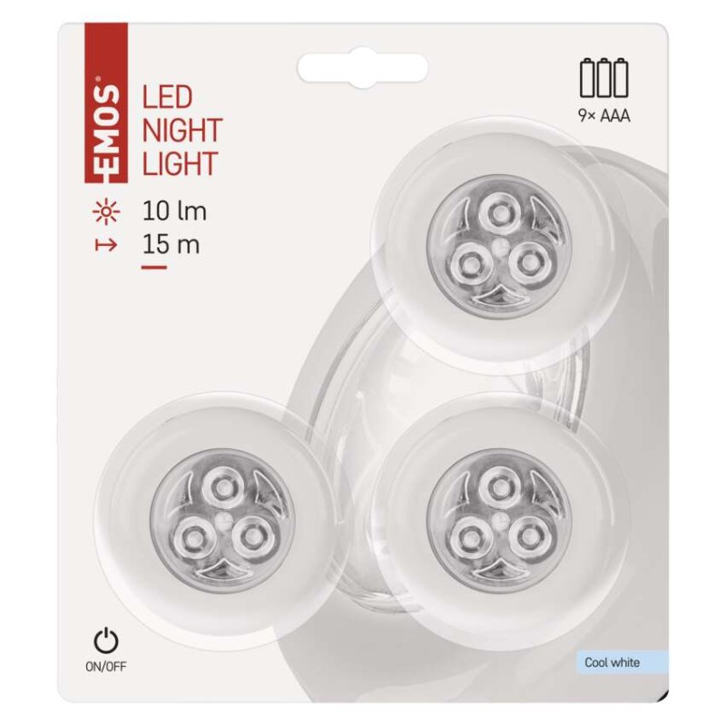 3× Samolepicí LED světlo P3819, 10 lm, 3x AAA