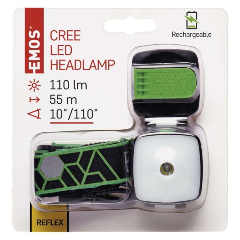 CREE + SMD LED nab. čelovka P3535, 110 lm, 55 m, Li-Pol 850 mAh