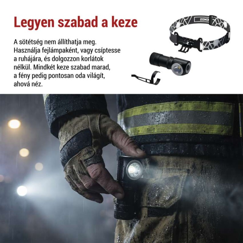 EMOS LED Fejlámpa tölthető P3544, 500 lm, 120 m, Li-Ion 800 mAh