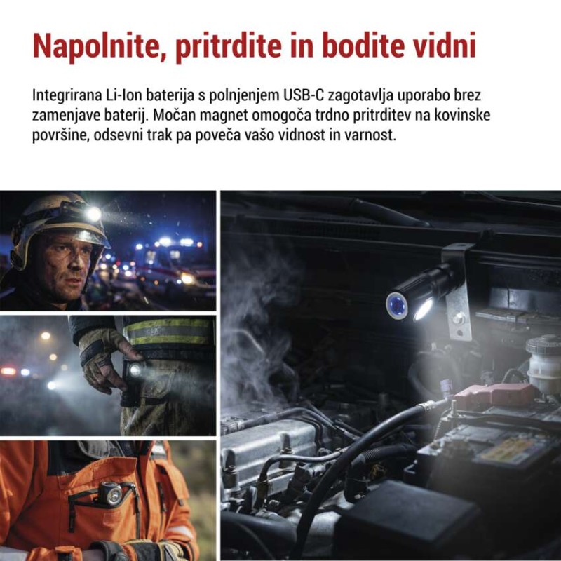 Naglavna polnilna LED svetilka P3544, 500 lm, 120 m, Li-Ion 800 mAh