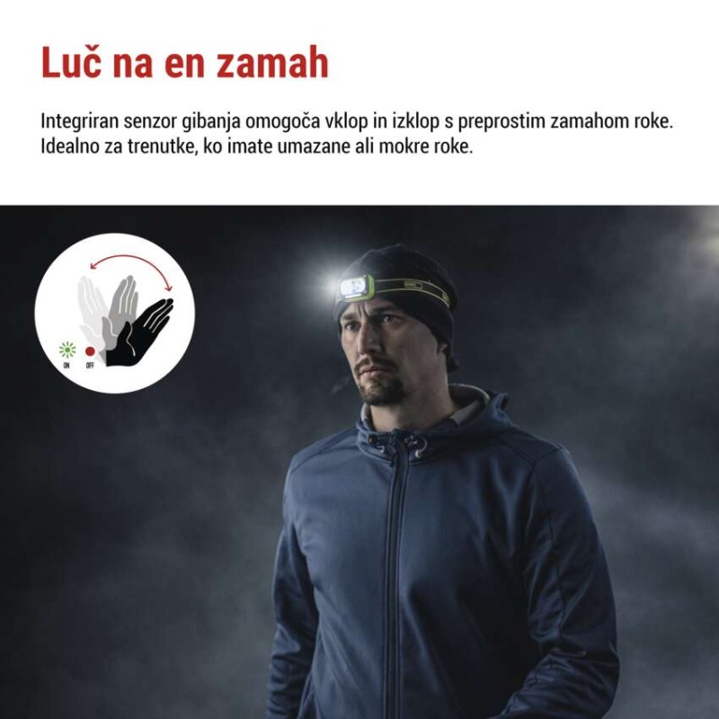 Naglavna polnilna LED svetilka, 175 lm, Li-Pol  800 mAh