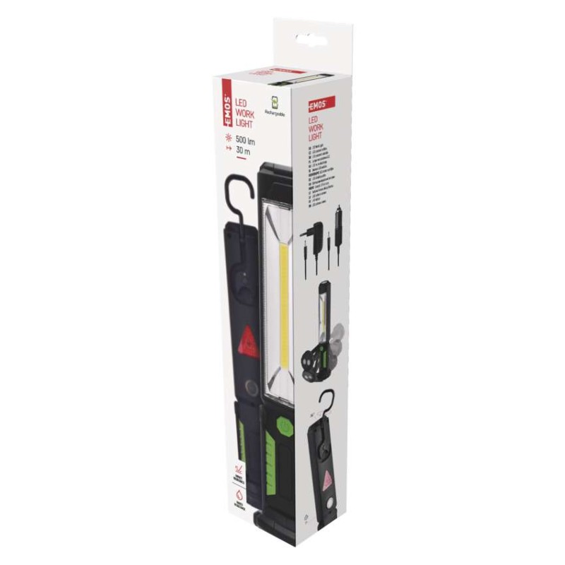 COB LED + LED uzlādējama lampa darbam P4525, 500 lm, 2000 mAh