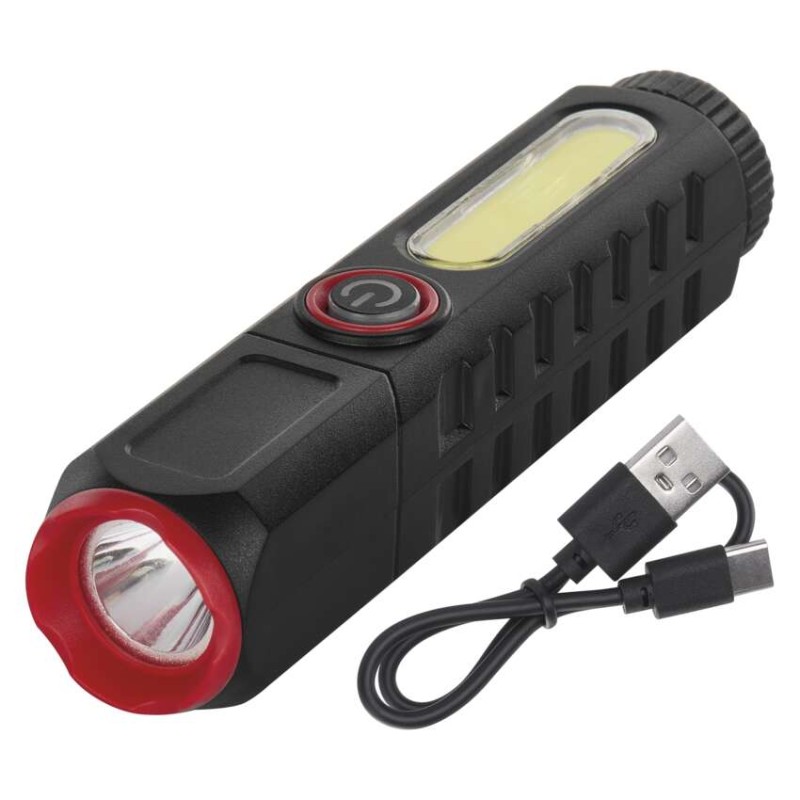 Wiederaufladbare LED-Taschenlampe aus Kunststoff P4720, 120 lm, 10 STCK., display box