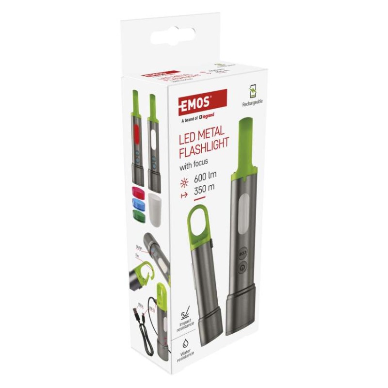 Ročna LED svetilka, 600 lm, 1 200 mAh, kovinska
