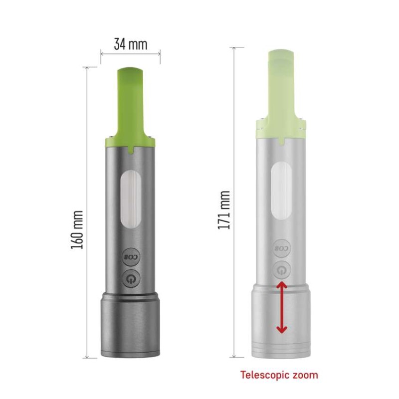 Ročna LED svetilka, 600 lm, 1 200 mAh, kovinska