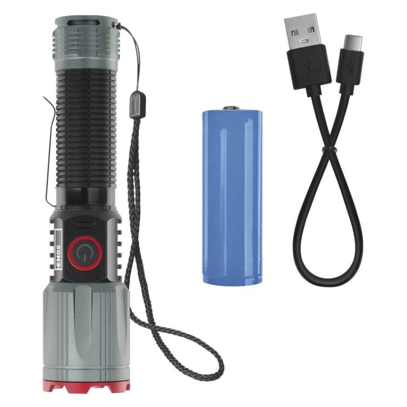 Latarka metalowa LED 1200 lm, 2200 mAh, ładowalna