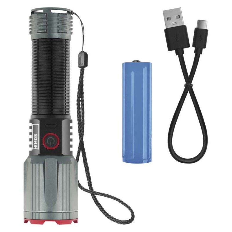 Latarka metalowa LED 3000 lm, 5000 mAh, ładowalna