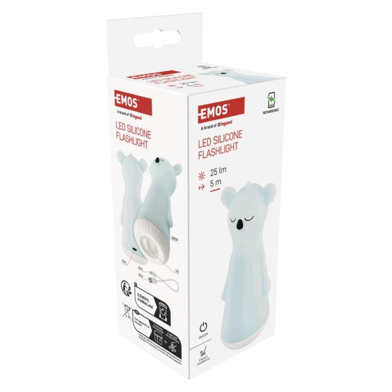 LED silikonska svetilka z nočno lučjo P2316, 25 lm, 1200 mAh