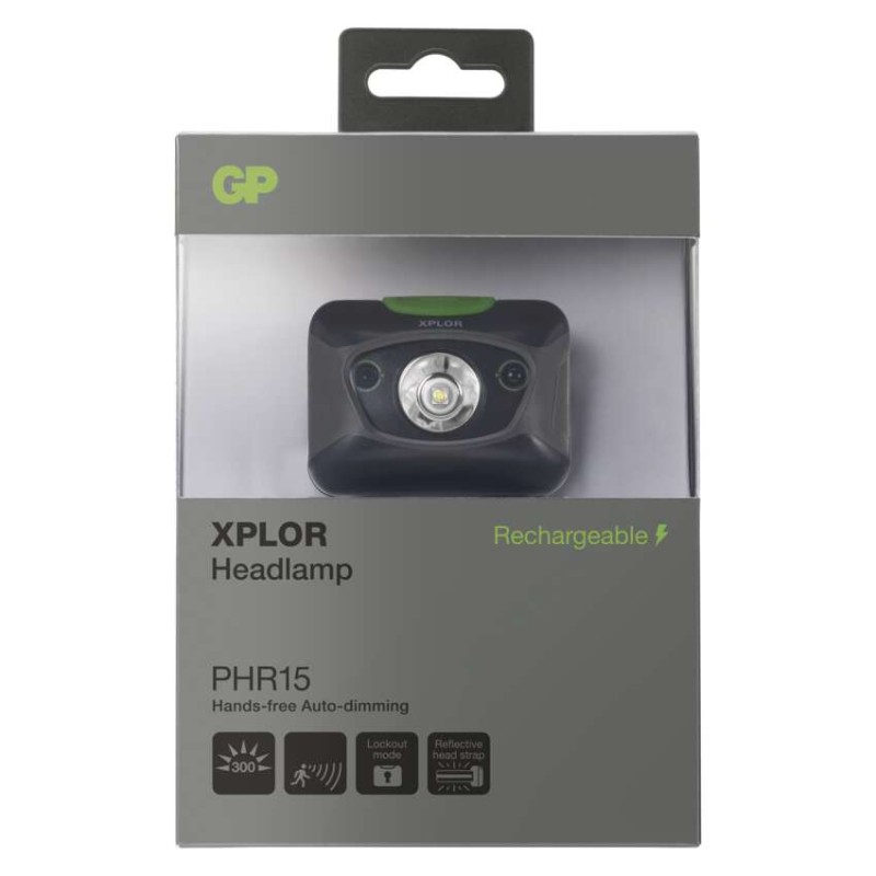 CREE LED nabíjecí čelovka GP Xplor PHR15, 300 lm