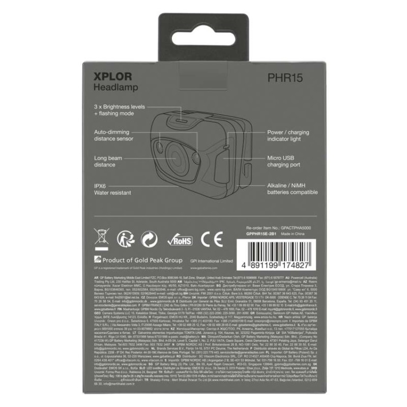 CREE LED nabíjecí čelovka GP Xplor PHR15, 300 lm