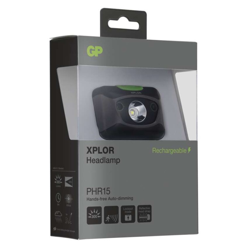CREE LED nabíjecí čelovka GP Xplor PHR15, 300 lm