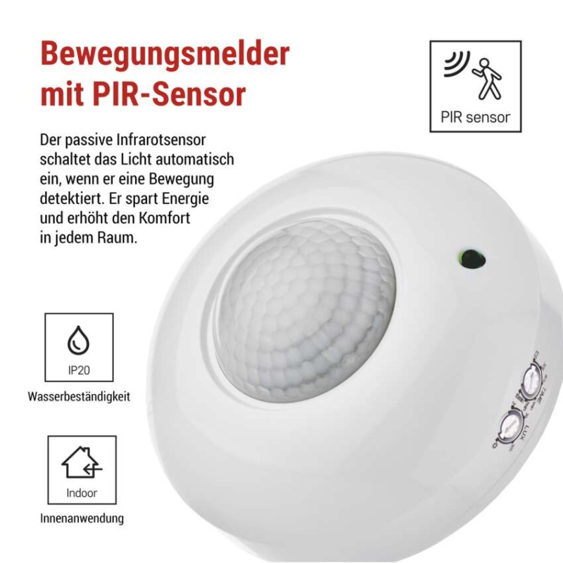 Bewegungsmelder (PIR-Sensor) IP20 1200W Weiss