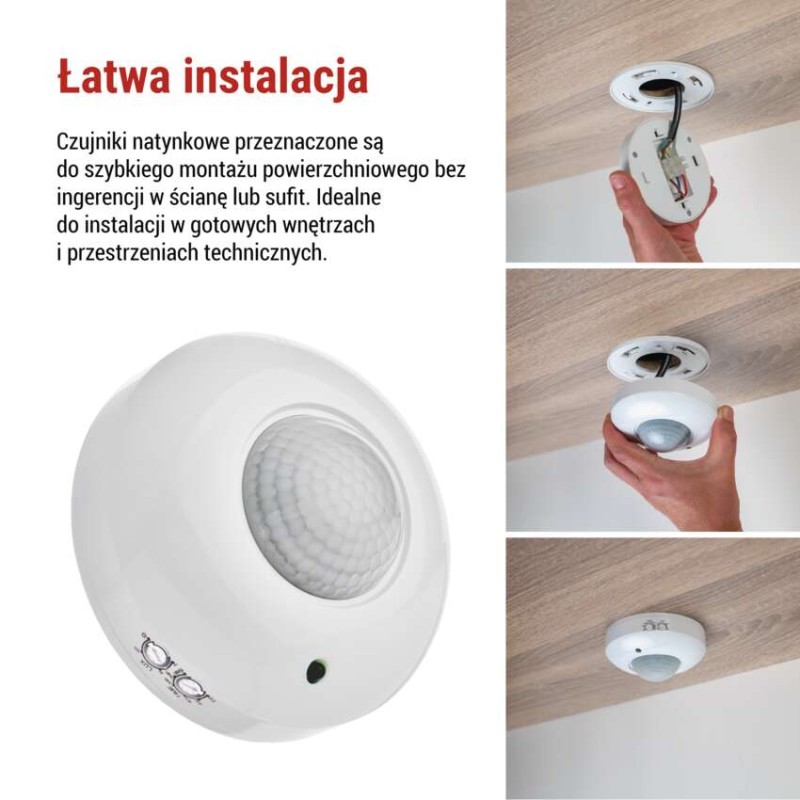 Czujnik ruchu PIR IP20 1200W biały