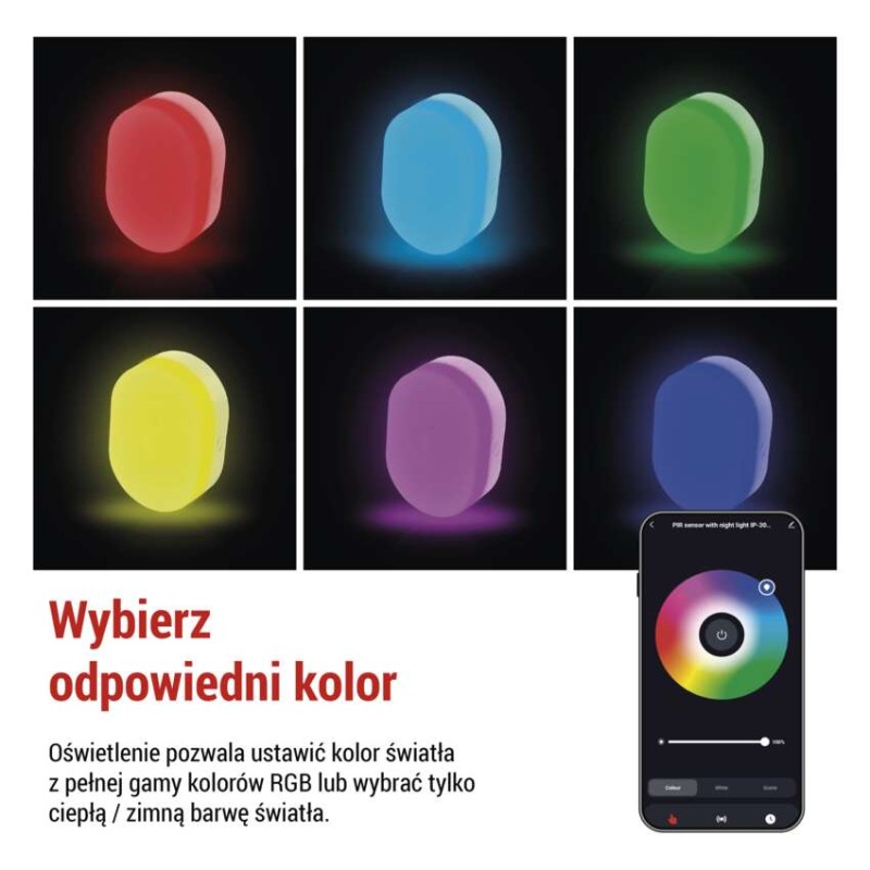 GoSmart Czujnik PIR (czujnik ruchu) z lampką nocną, WiFi