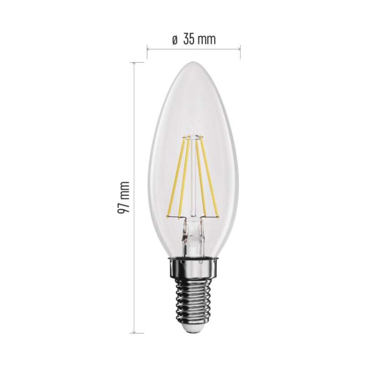 LED žarnica Filament Candle / E14 / 3,4 W (40 W) / 470 lm / toplo bela