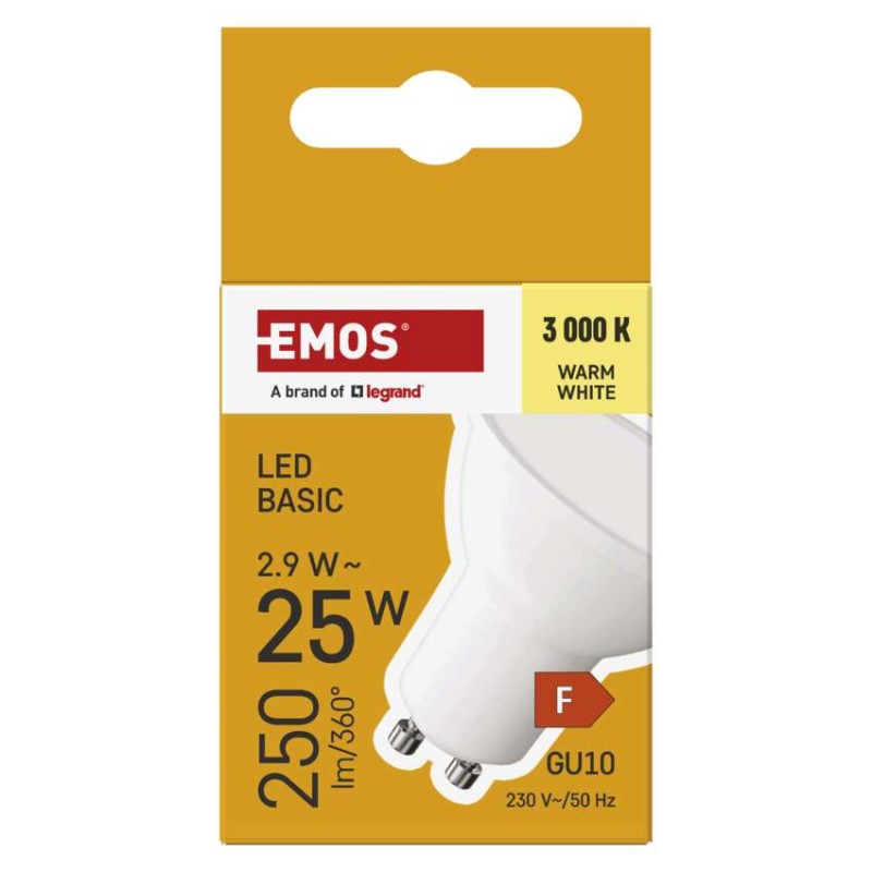 Żarówka LED Basic MR16 / GU10 / 2,9 W (25 W) / 250 lm / ciepła biel