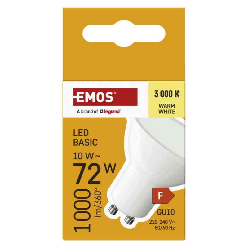 LED spuldze Basic MR16 balts/ GU10 / 10 W (72 W) / 1000 lm / Silti balta