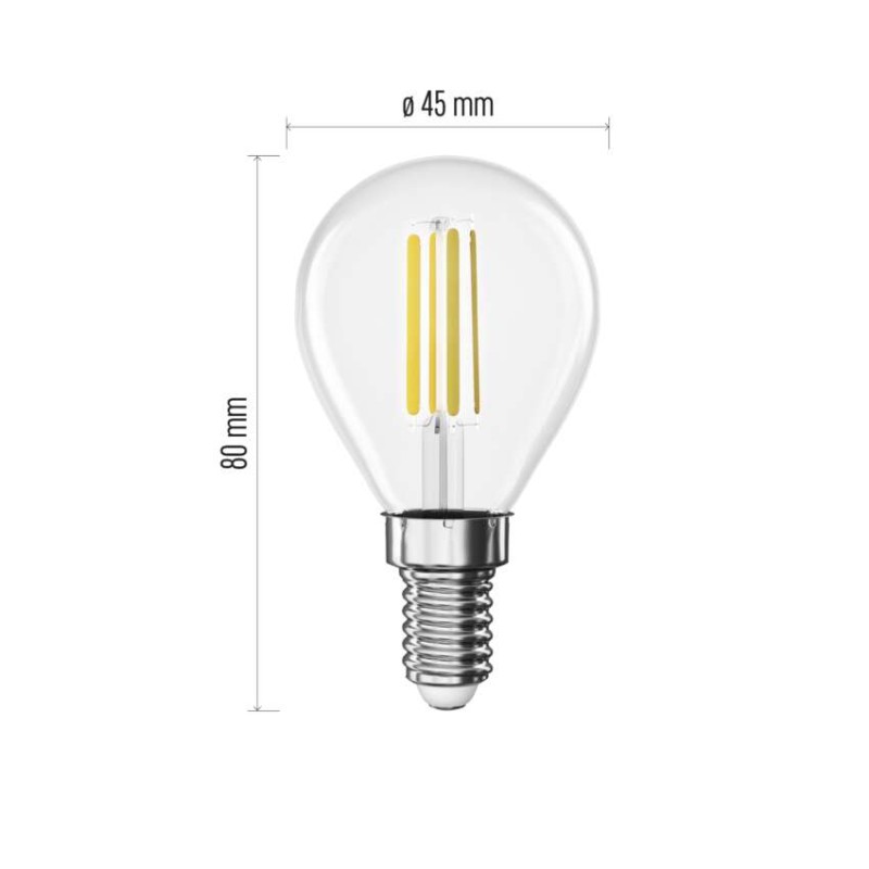 LED spuldze Filament Mini Globe / E14 / 5,9 W (60 W) / 806 lm / Neitrāli balta