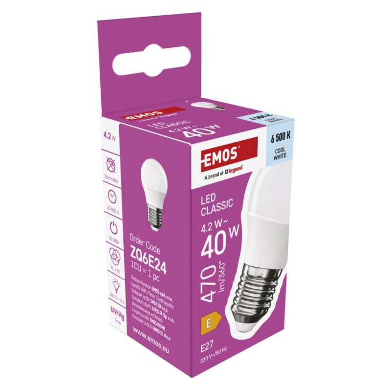 LED spuldze Classic Mini Globe / E27 / 4,2 W (40 W) / 470 lm / Auksti balta