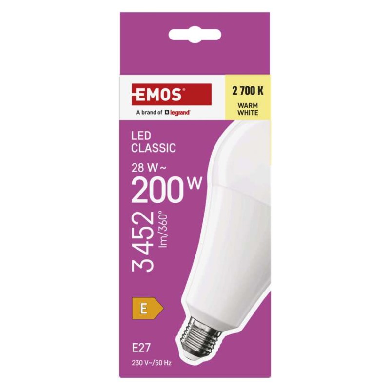 LED spuldze Classic A95 / E27 / 28 W (200 W) / 3452 lm / Silti balta