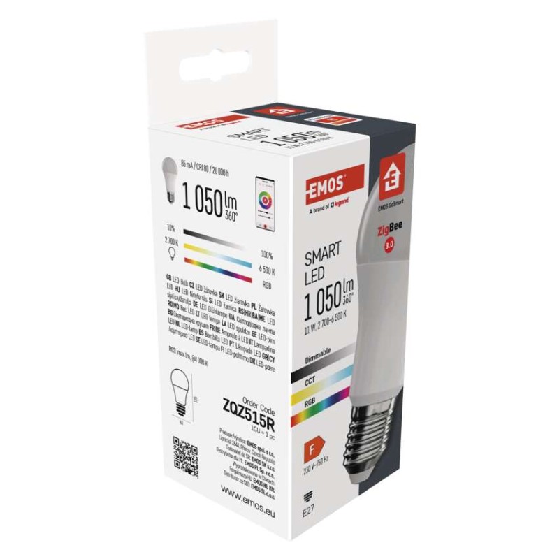 LED spuldze GoSmart A60 / E27 / 11 W (75 W) / 1 050 lm / RGB / aptumšojams / Zigbee