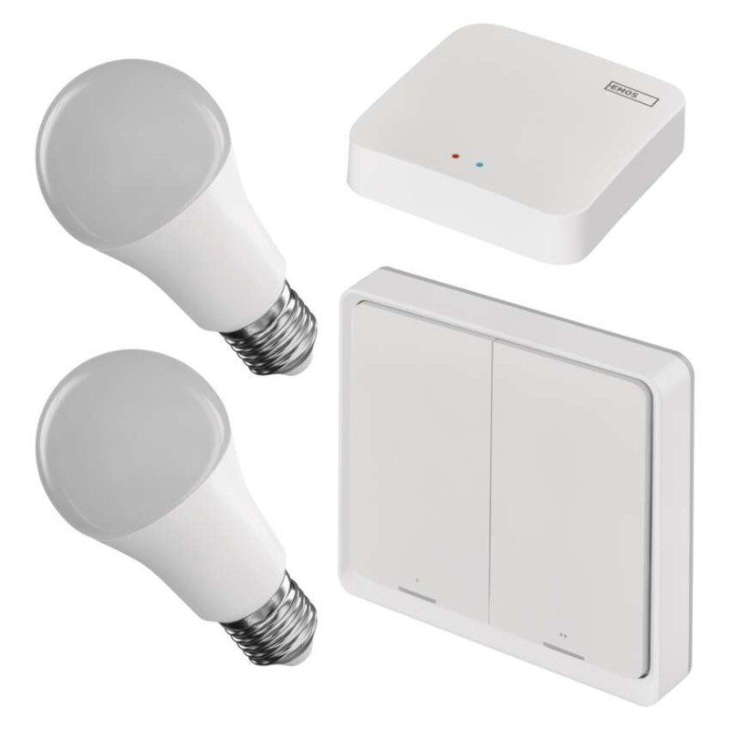 Zestaw GoSmart: 2x LED żarówka E27 / 11W / Zigbee,  1x przełącznik scen, 1x ZigBee bramka