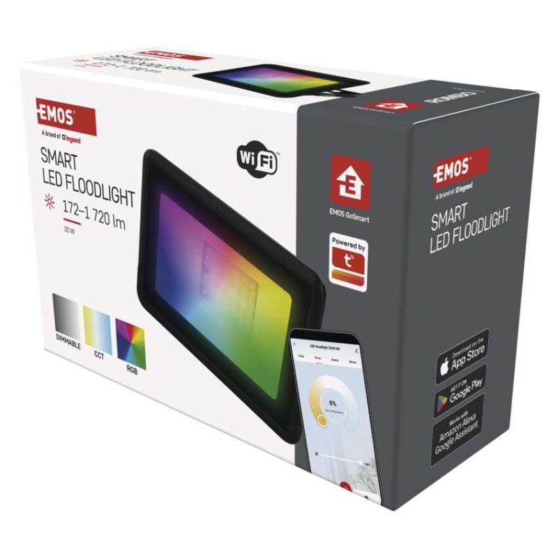GOSMART LED prožektor 20W, 1720 lm, RGB+CCT, IP65