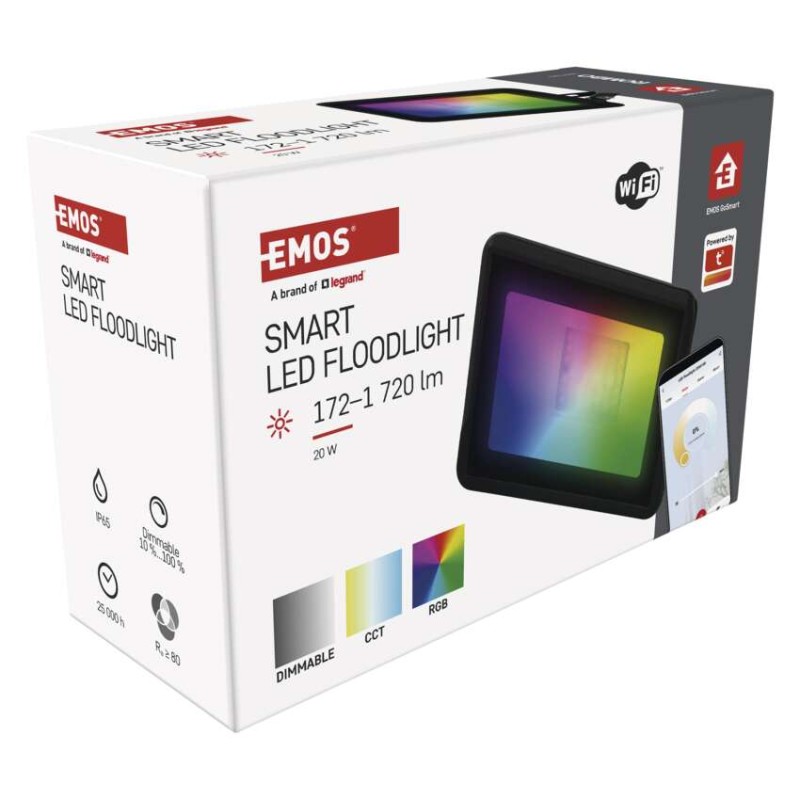 GOSMART LED prožektor 20W, 1720 lm, RGB+CCT, IP65