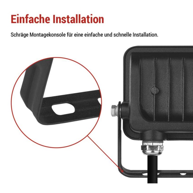 LED reflektor GLARO 10W, schwarz, IP65, 1000 lm, neutralweiß