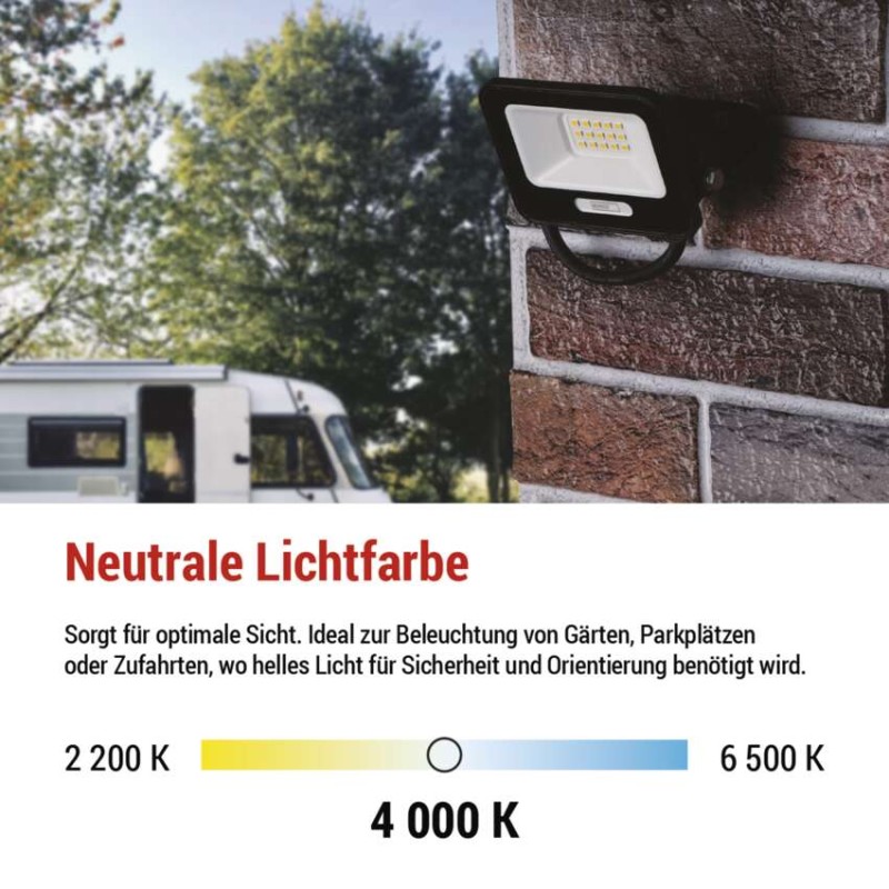 LED reflektor GLARO 10W, schwarz, IP65, 1000 lm, neutralweiß