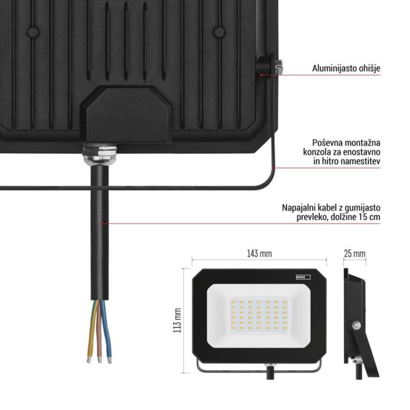 LED reflektor SIMPO 20 W nevtralna bela