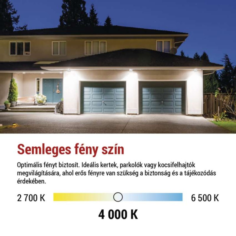 LED reflektor SIMPO 20W, fehér, IP65, 2000 lm, természetes fehér