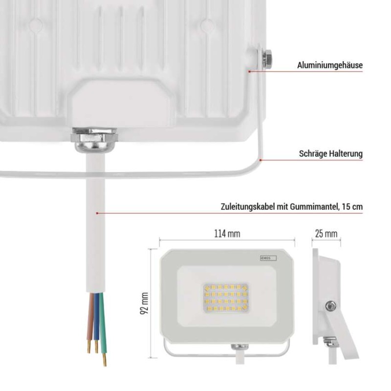 LED reflektor SIMPO 20W, weiß, IP65, 2000 lm, neutralweiß