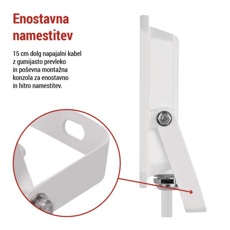 LED reflektor SIMPO 30W, bel, IP65, 3000 lm, nevtralna bela