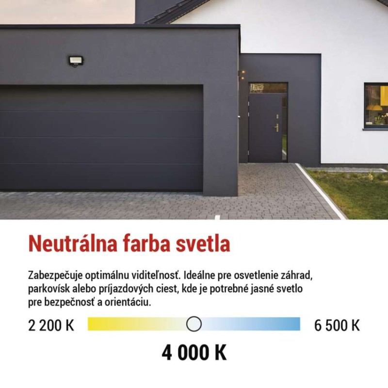 LED reflektor GLARO 30W, čierny, IP65, 3000 lm, neutrálna biela