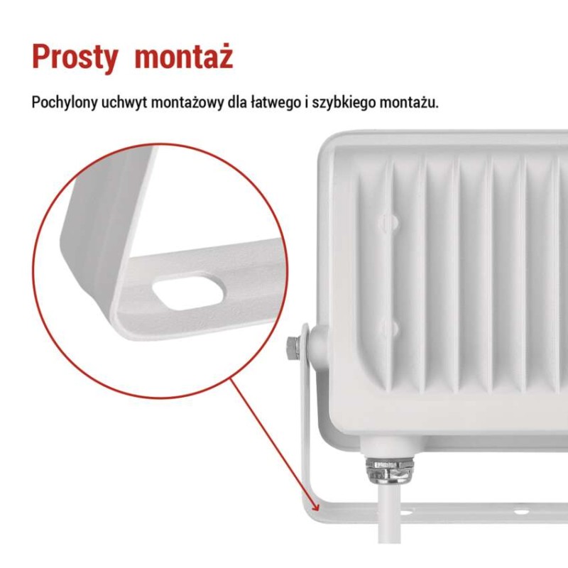 Naświetlacz LED GLARO 30W, biały, IP65, 3000 lm, neutralna biel