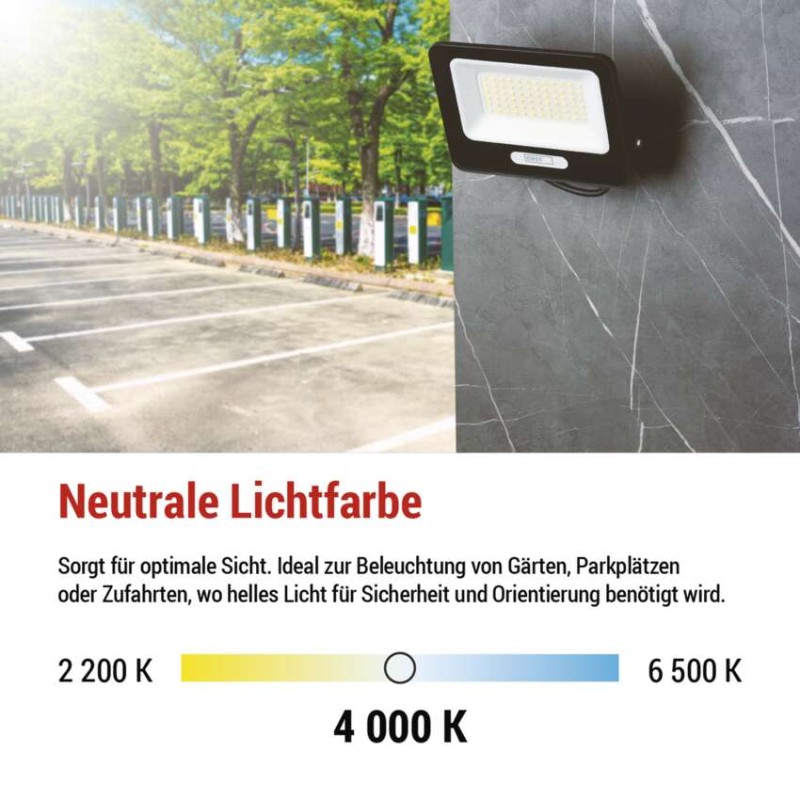 LED reflektor GLARO 50W, schwarz, IP65, 5000 lm, neutralweiß