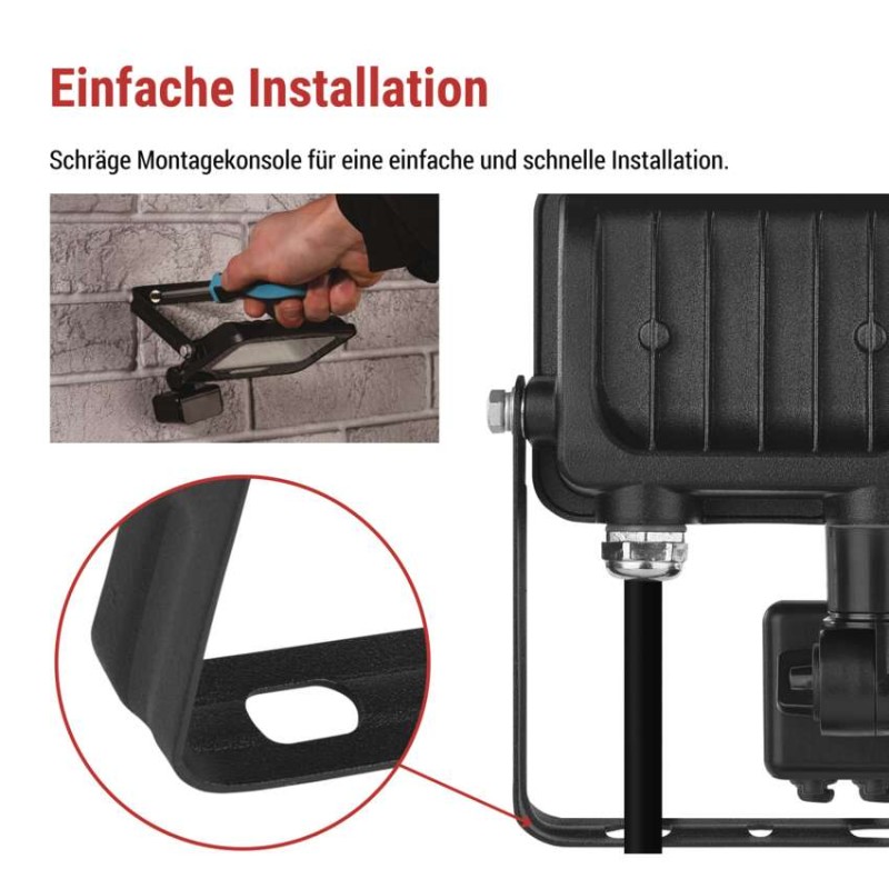 LED reflektor GLARO mit Bewegungssensor, 10 W, schwarz, IP54, 1000 lm, neutralweiß