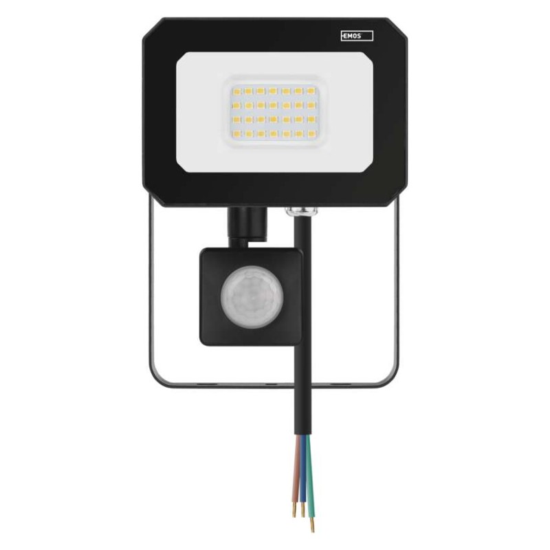 SIMPO LED prožektors ar kustības sensoru, 20 W, melns, neitrāli balts