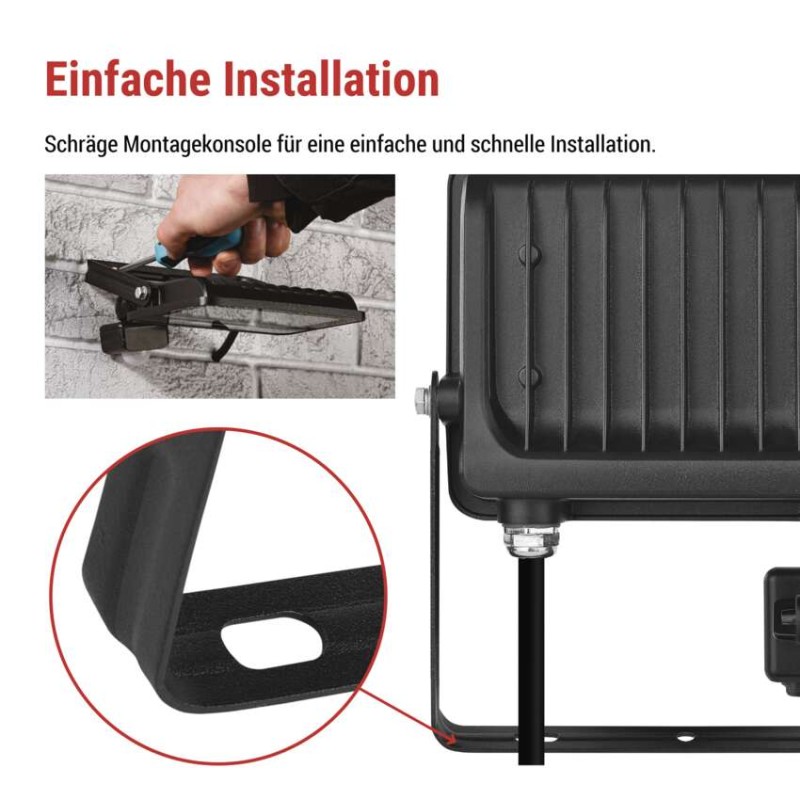 LED reflektor GLARO mit Bewegungssensor, 30 W, schwarz, IP54, 3000 lm, neutralweiß