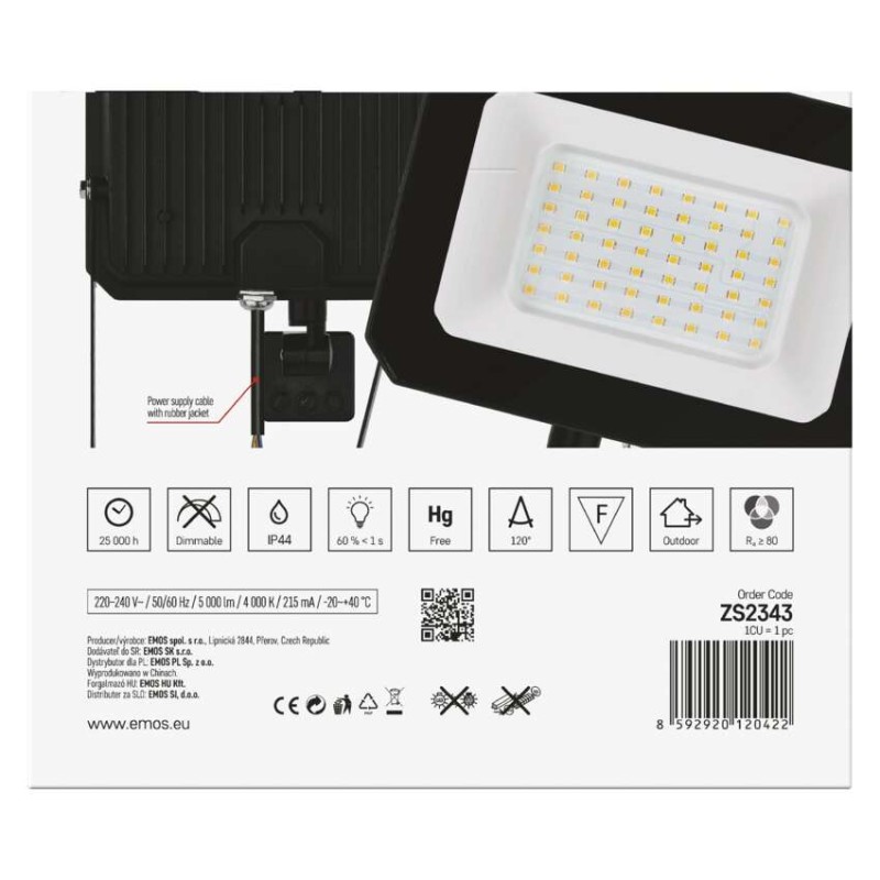 LED reflektor SIMPO mit Bewegungssensor, 50 W, neutralweiß